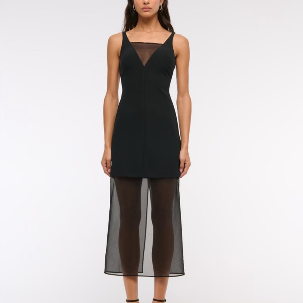 Abercrombie Sheer v-neck midi dress